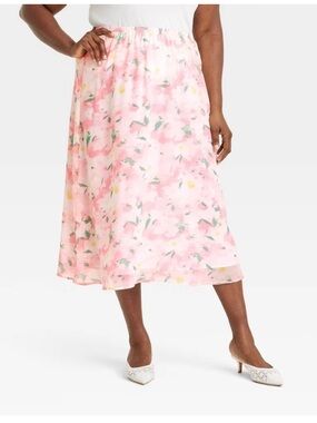 A New Day Woman’s Plus Pink Floral Skirt